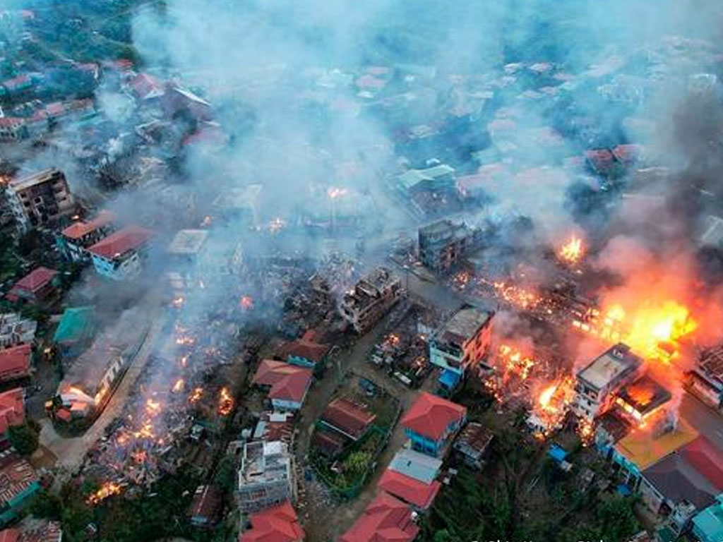 Kebakaran melanda Thantlang Myanmar