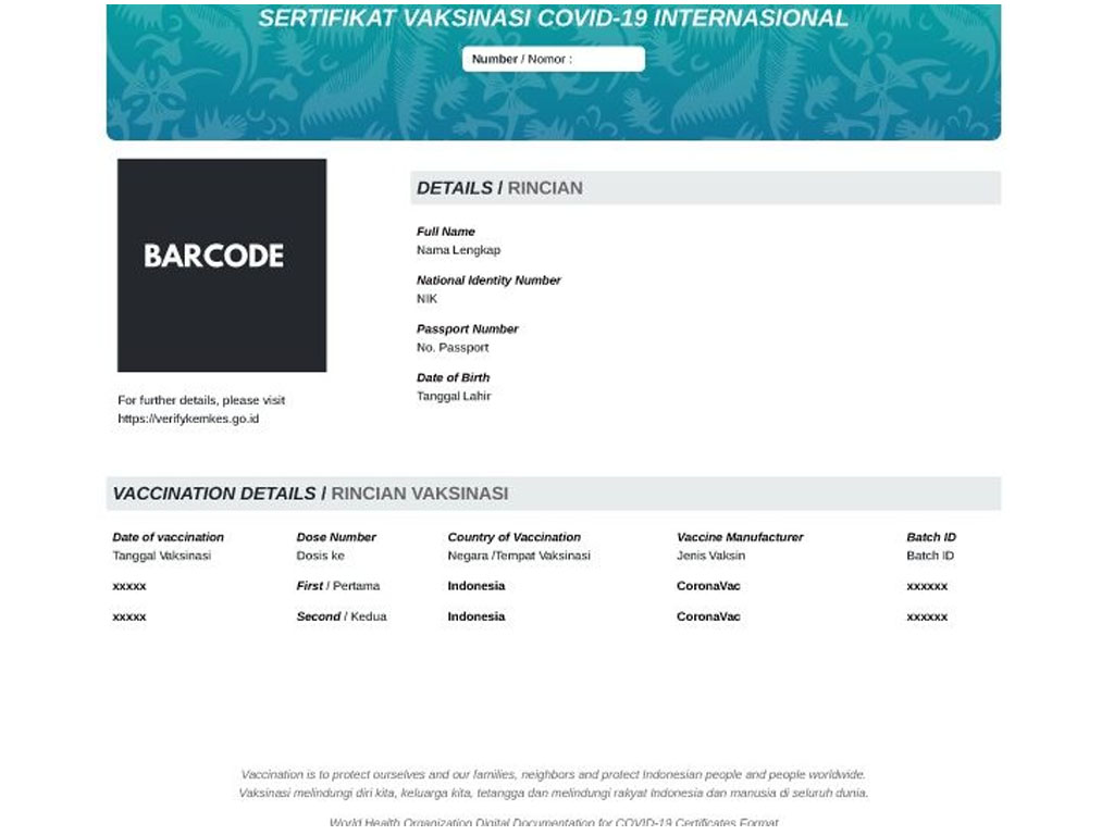 sertifikat vaksinasi covid interenasional