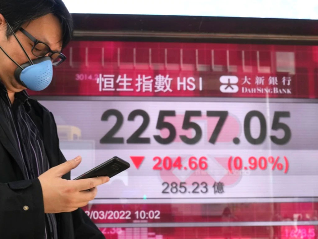 papan indeks saham di hong kong