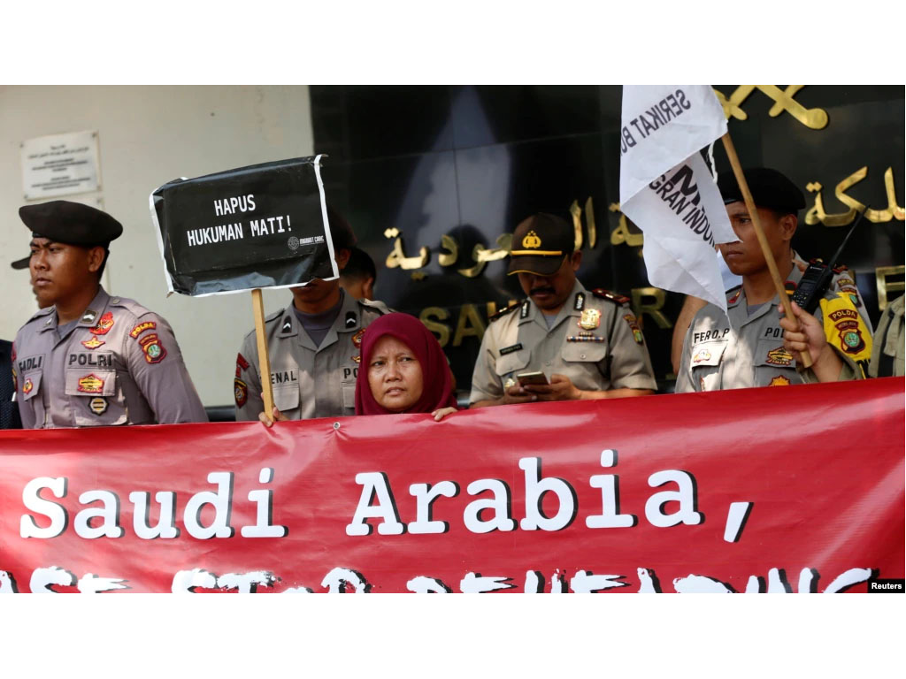demo anti hukuman mati di kedubes arab saudi
