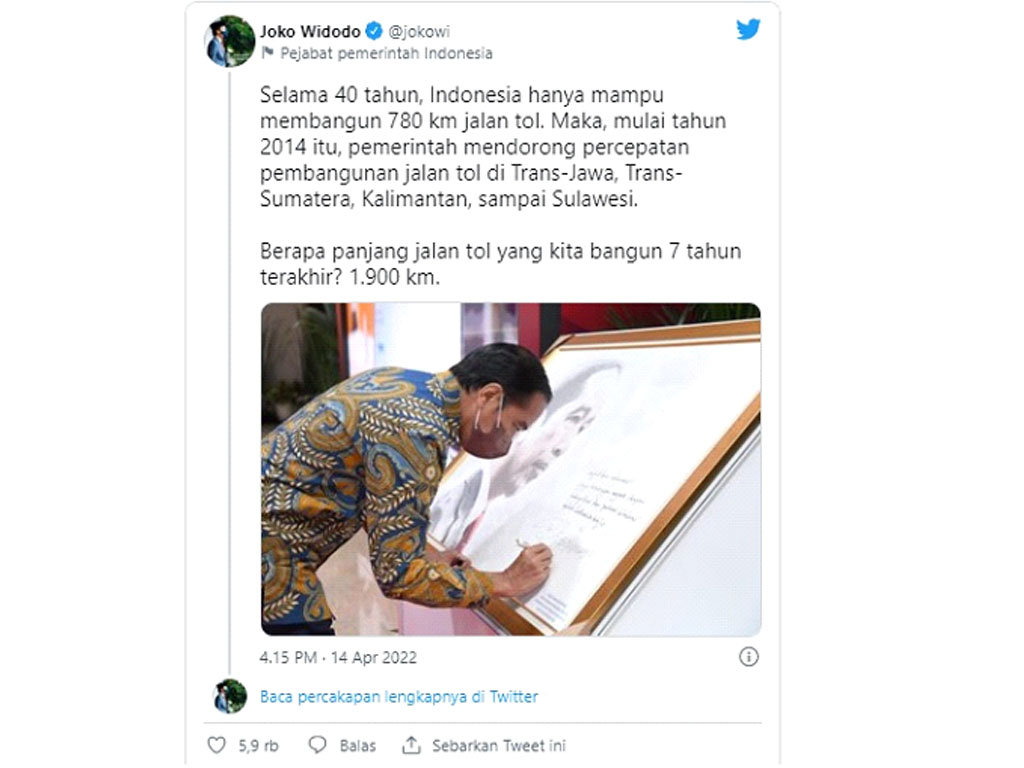 twit jokowi selama