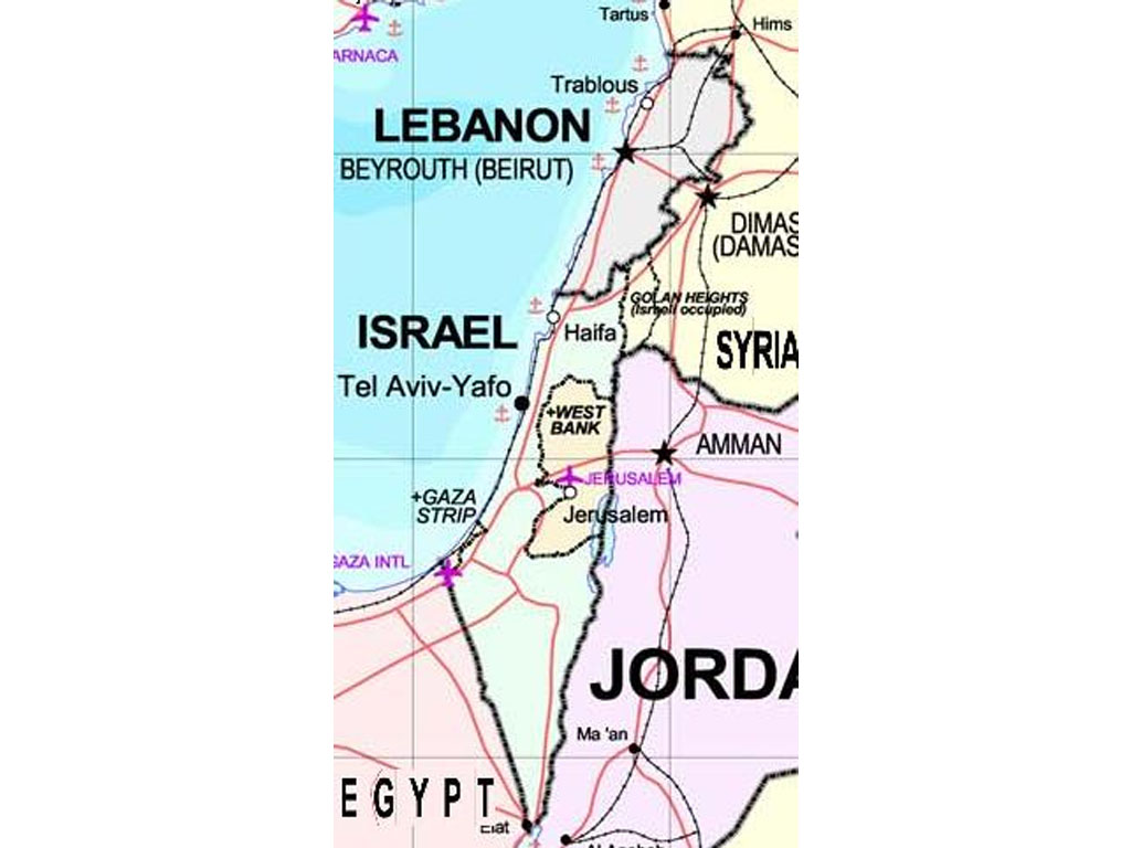 letak israel dan lebanon