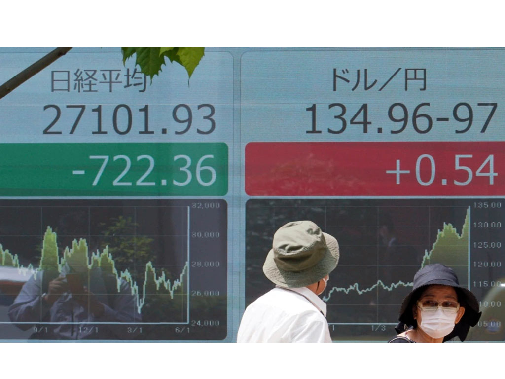 papan saham elektronik di tokyo