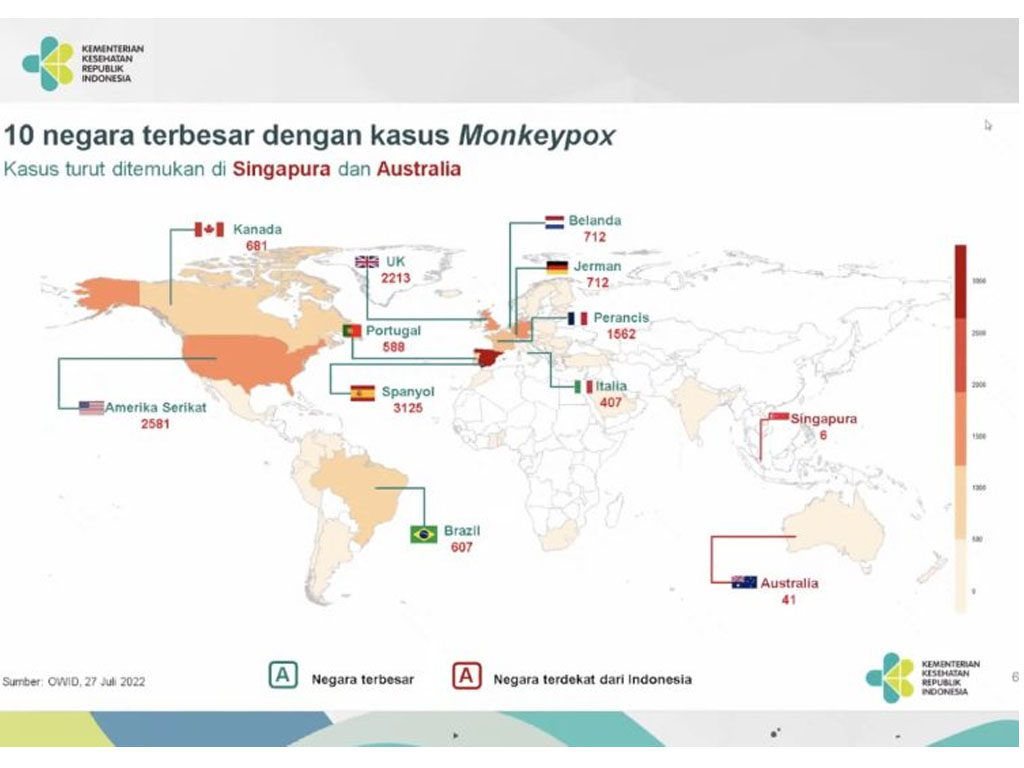10 negara kasus cacar monyet terbanyak