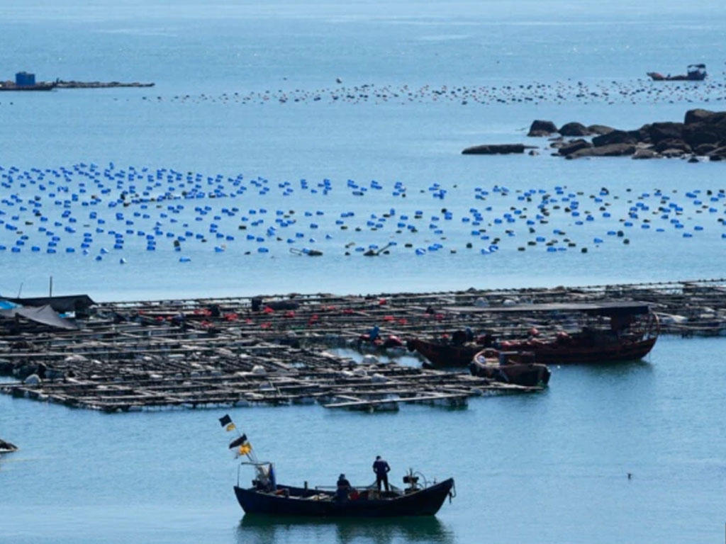 sebuah perahu dekat perbatasan china dan taiwan