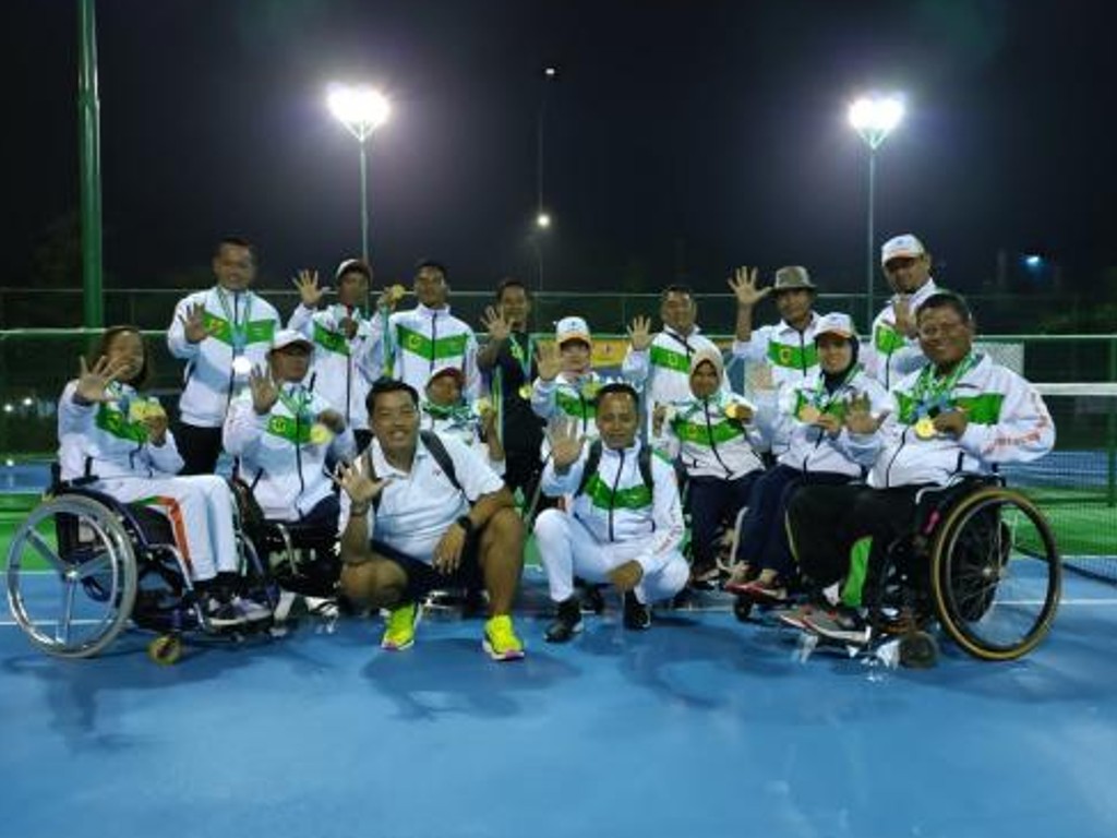 Tim Tenis Kursi Roda (TKR) Kabupaten Bogor keluar sebagai juara umum dalam Peparda Jabar 2022.