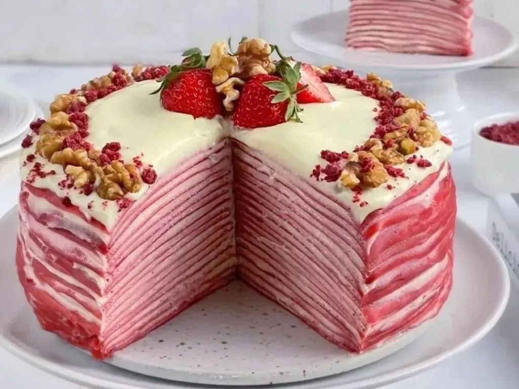 Red Velvet Mille Crepes Cake