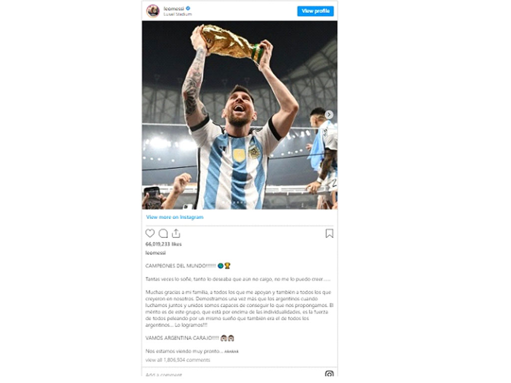 postingan IG Messi