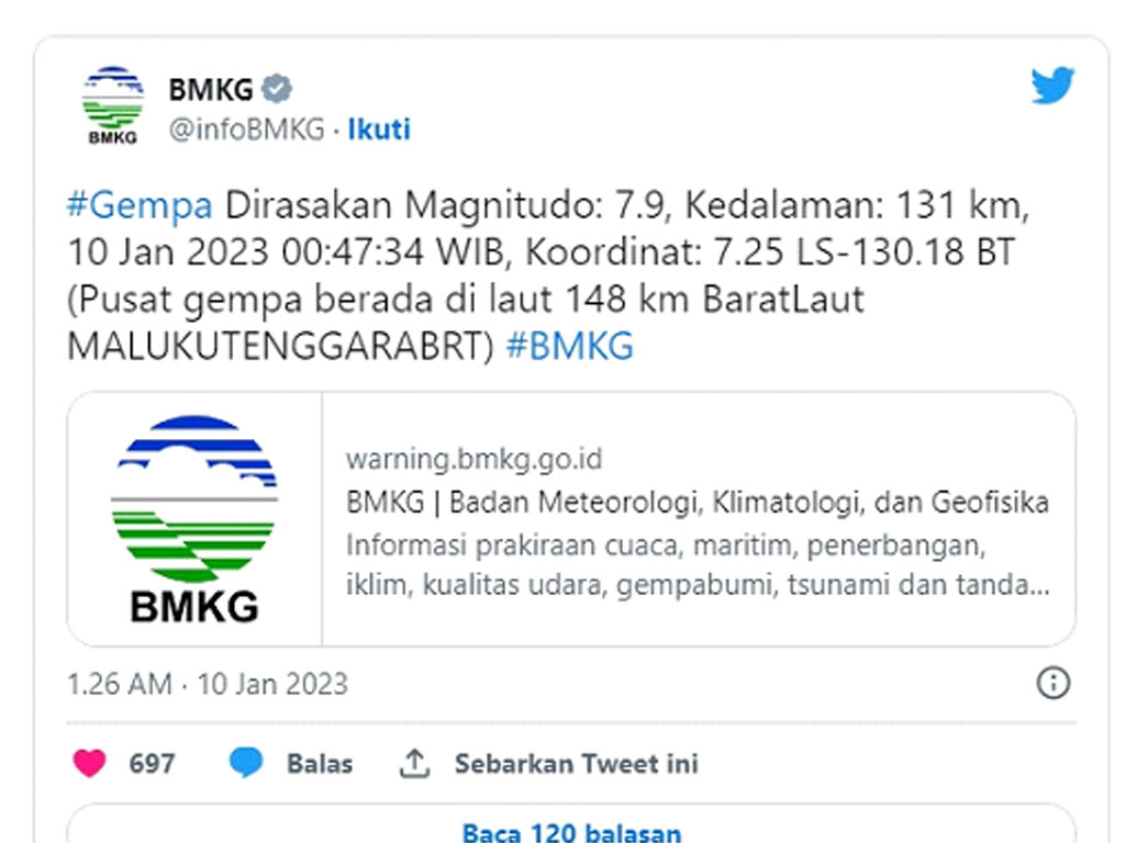 twit bmkg gempa maluku