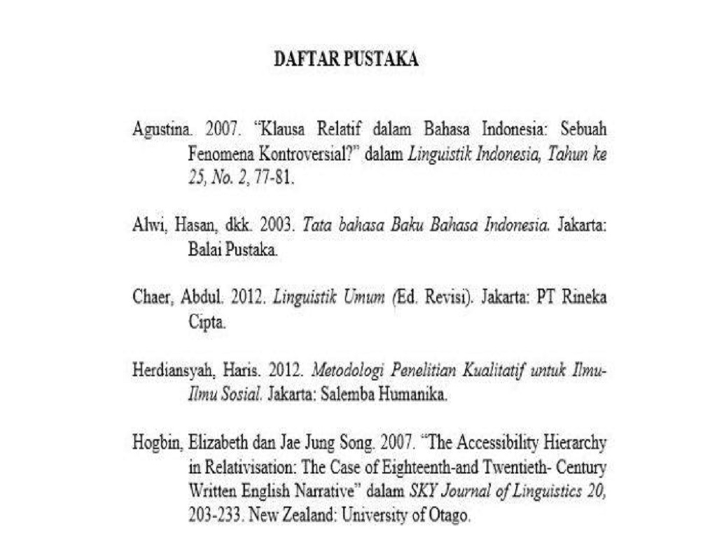 Contoh Penulisan Daftar Pustaka Dari Buku