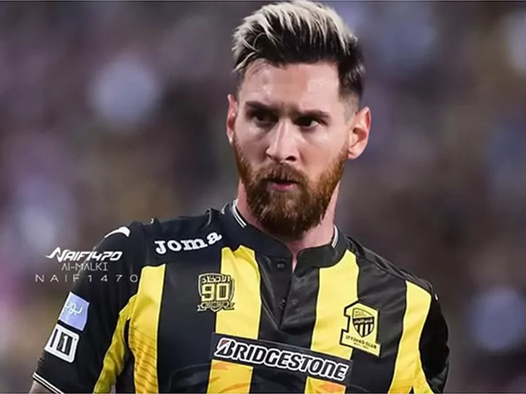 Photoshop Lionel Messi dengan jersey Al Ittihad
