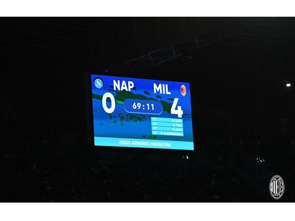 layar tunjukkan skor milan