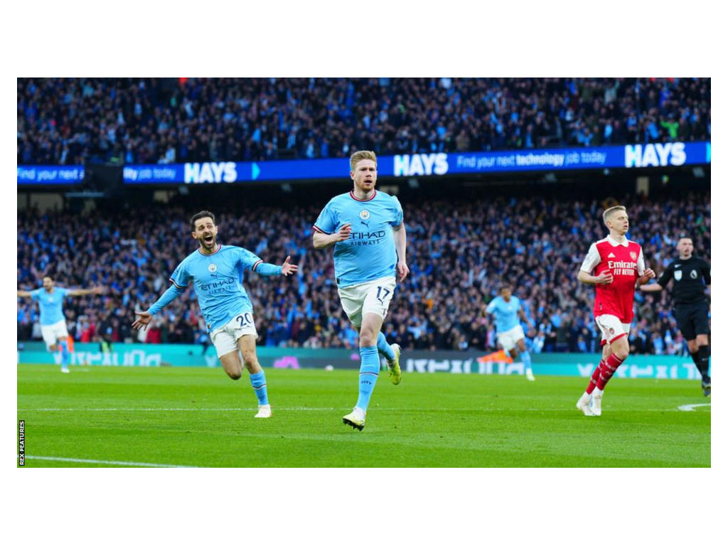 de Bruyne rayakank gol ke gawang Arsenal