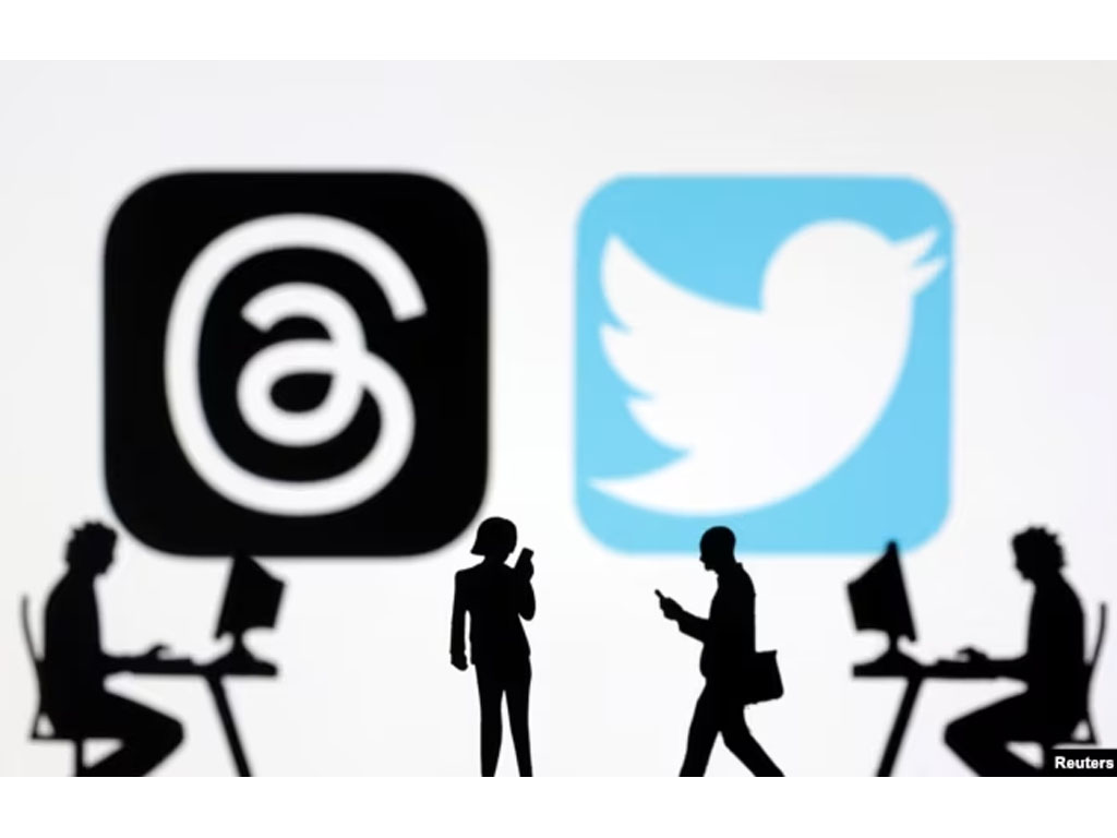 Logo Threads dan aplikasi Twitter