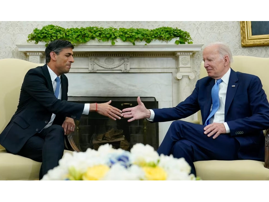 biden dan sunak di gedung putih