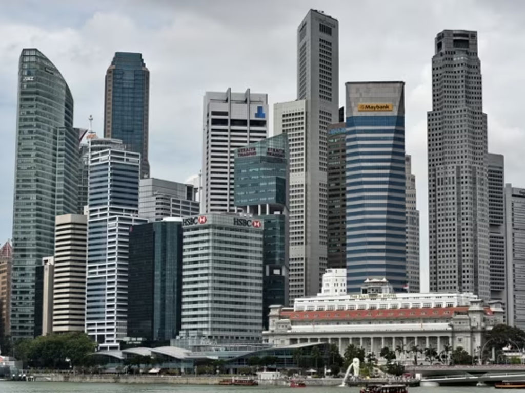 gedung perkantoran di marina bay singapura