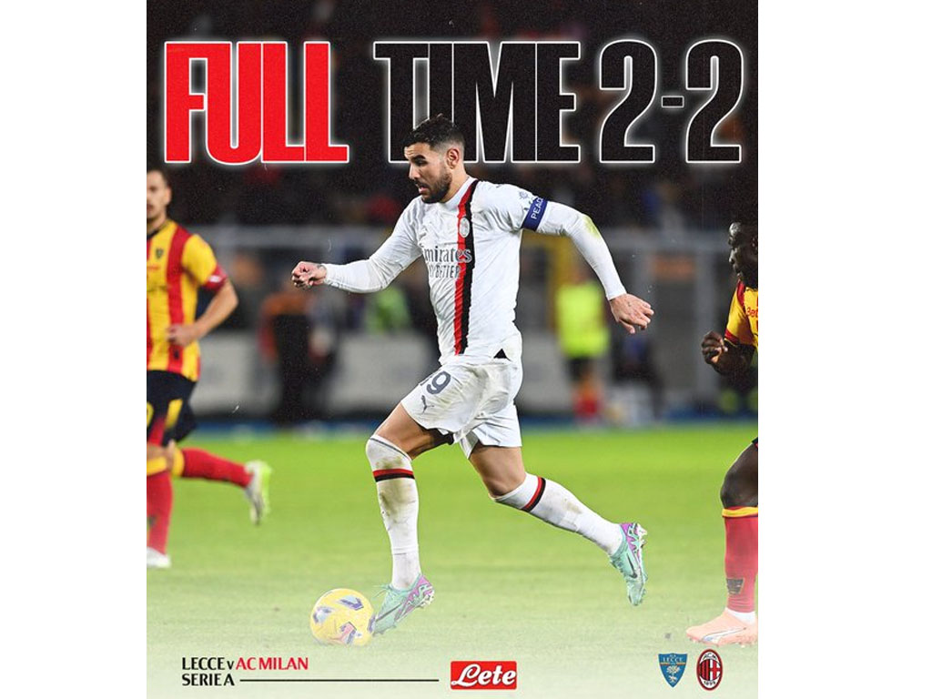 skor akhir lecce vs milan