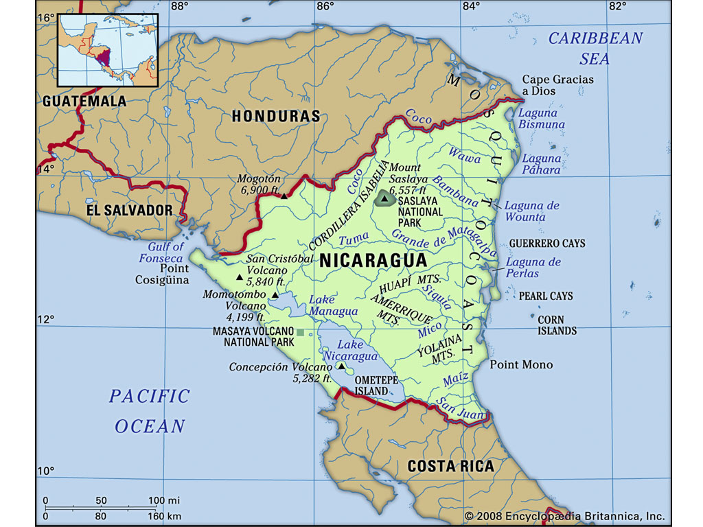 letak nikaragua
