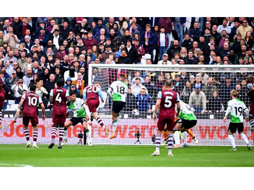 gol bowen ke gawang liverpool