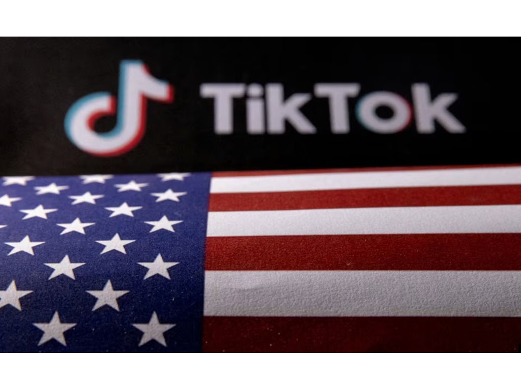 bendera AS dan Logo TikTok