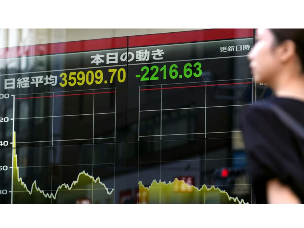 papan indeks bursa saham di tokyo