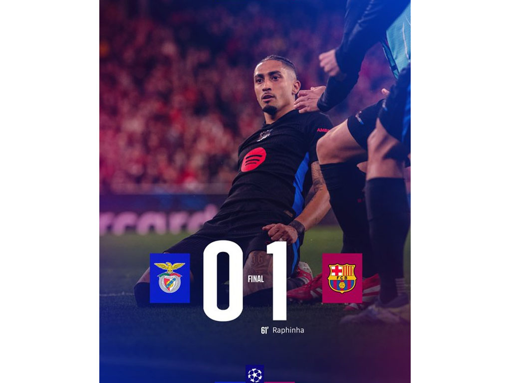 skor akhir Benfica vs Barca