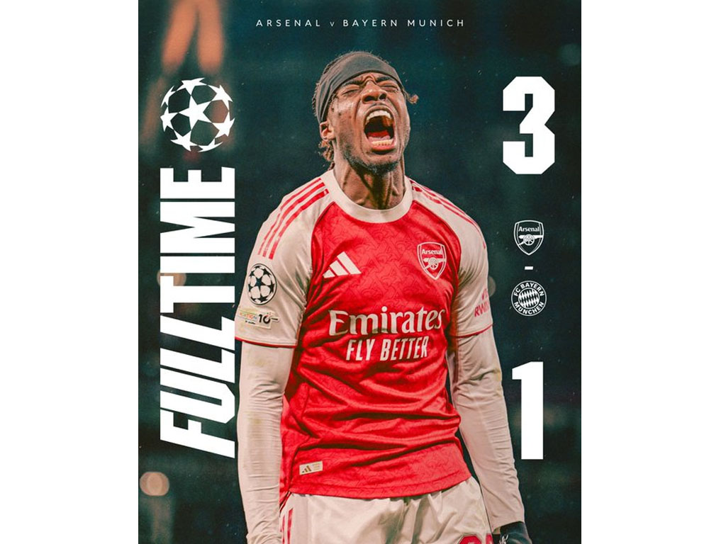 skor akhir Arsenal vs Bayern