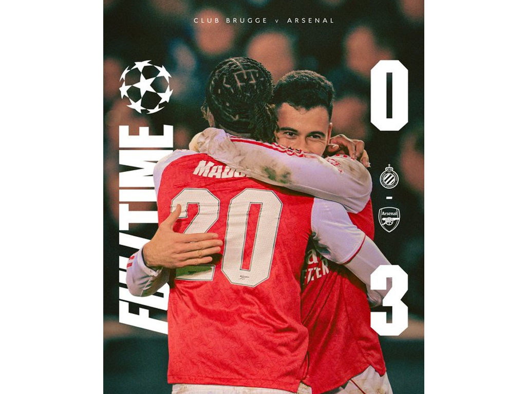 skor akhir Brugge vs Arsenal