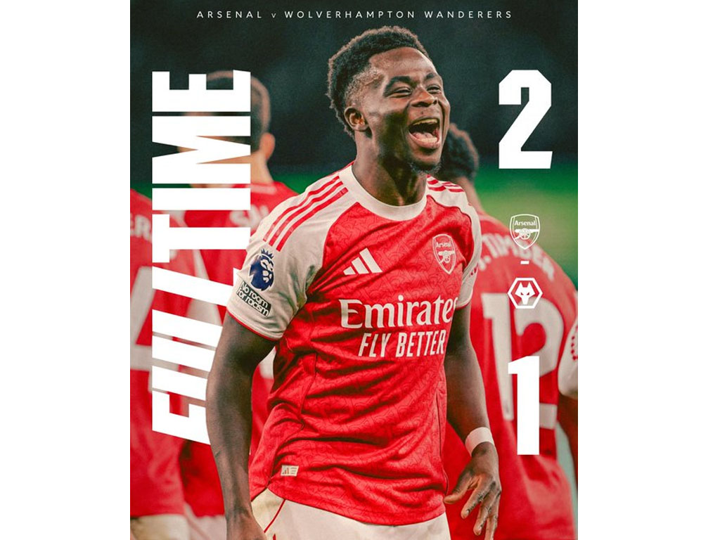 skor akhir Arsenal vs Wolves