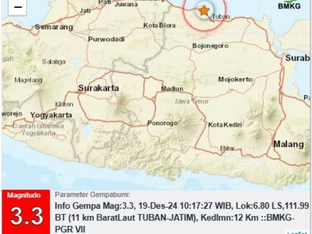 BMKG Imbau Waspada: Gempa 3,3 Mengguncang Tuban, Jawa Timur