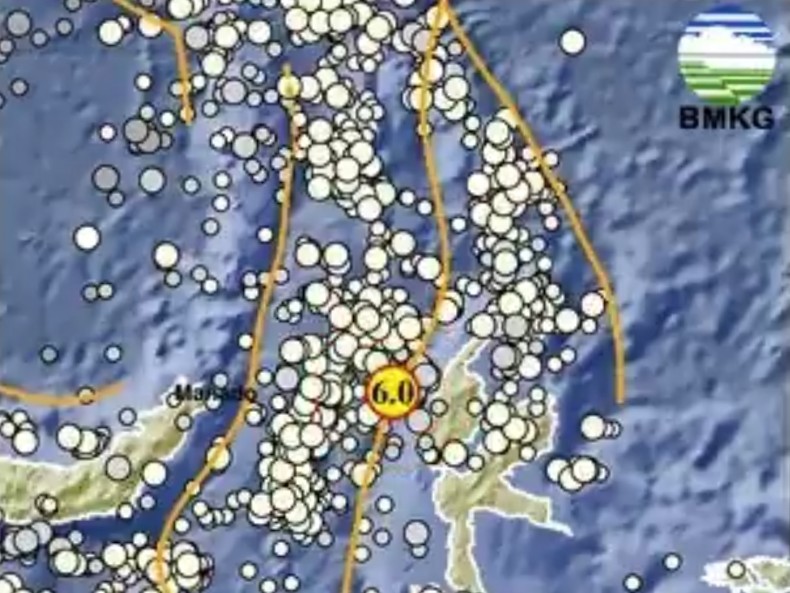 Peta lokasi gempa di Halmahera Barat