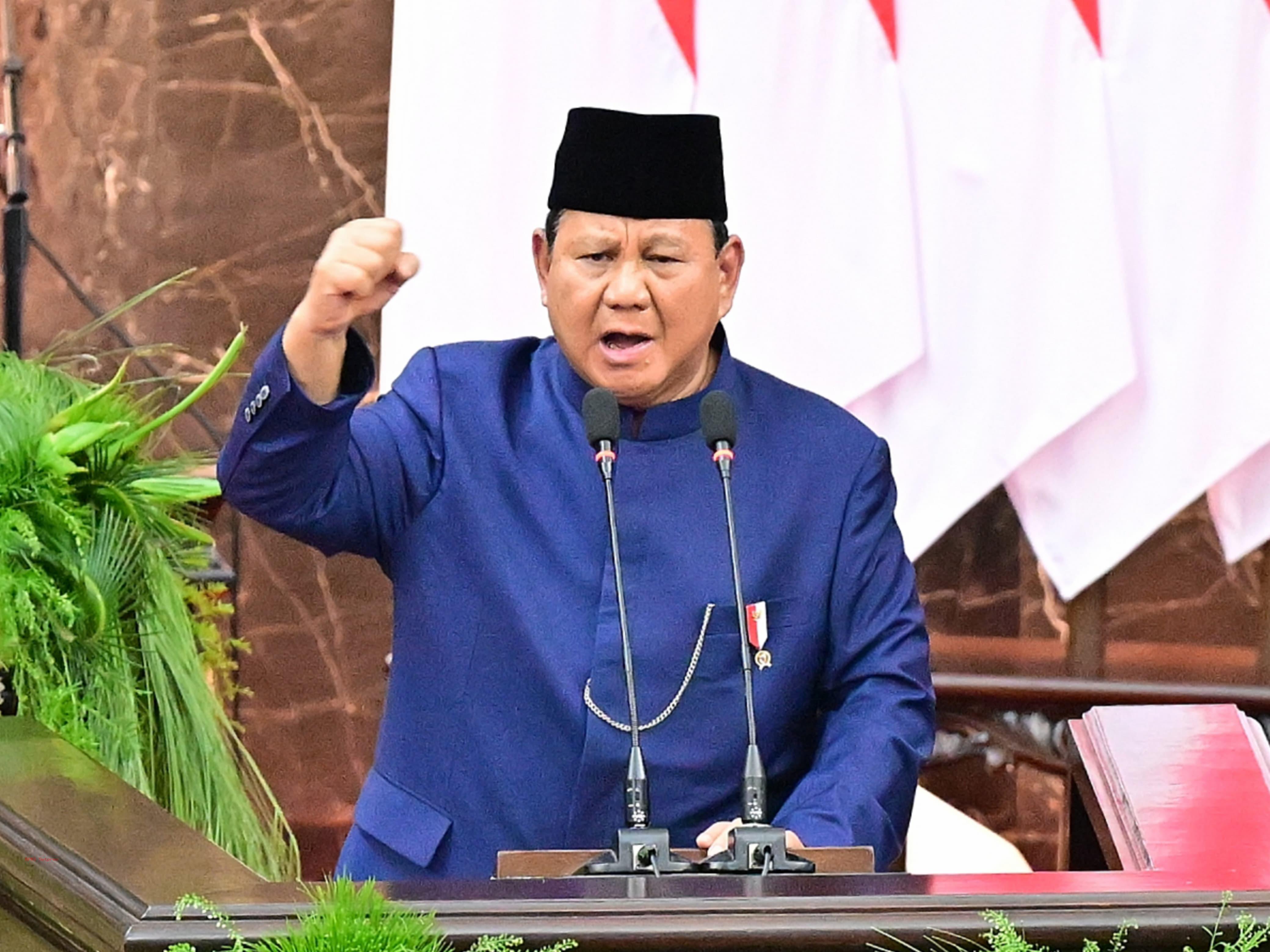 Presiden Prabowo Subianto dalam konferensi pers.