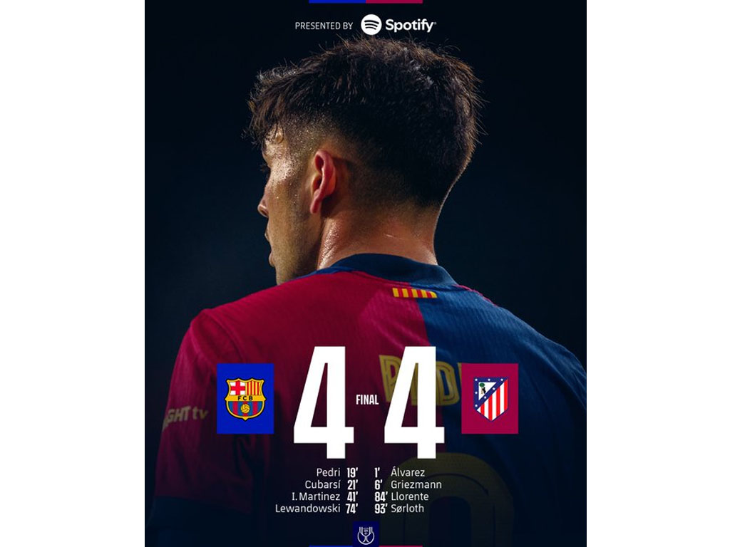 Barcelona Bermain Imbang dengan Atletico Madrid di Leg 1 Semifinal Copa del Rey