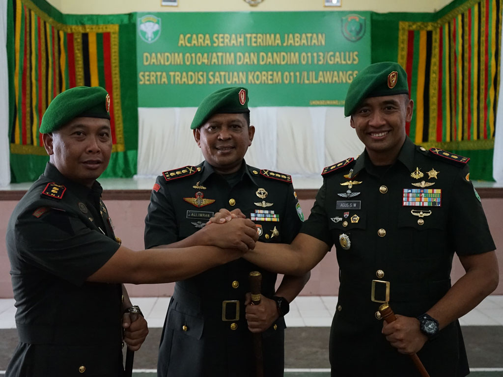Danrem 011 Lilawangsa Kol Inf Ali Imran Pimpin Sertijab Dandim Aceh Timur dan Gayo Lues