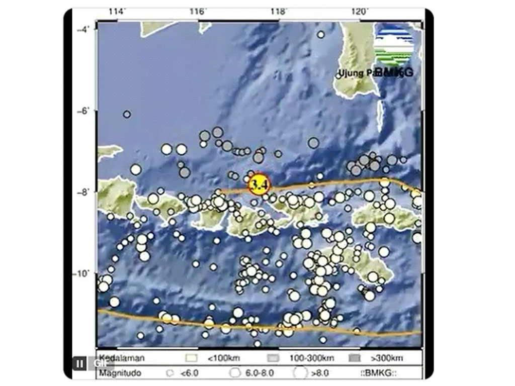 Gempa Bumi Dengan Kekuatan Magnitude 3,4 di Sumbawa pada 31 Mei 2025 Pukul 06.25.29 WIB