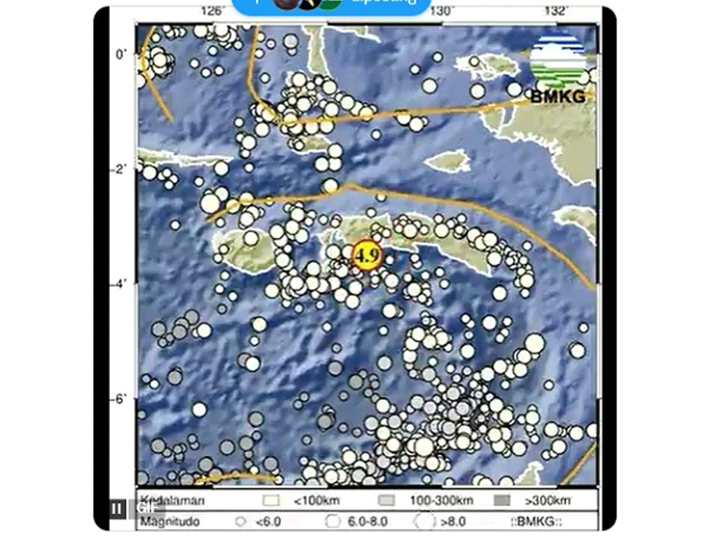 Gempa Bumi dengan Magnitudo 4,9 pada 22 Juni 2025 di Maluku Tengah
